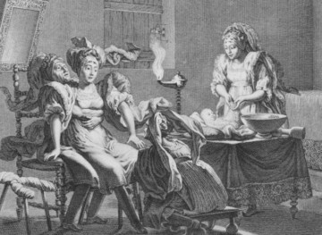 Femme ayant accouché à domicile par Sonnini de Manoncourt dans son ouvrage « Voyage en Grèce et en Turquie… », Paris 1801
