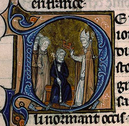 Couronnement du roi Eudes. Enluminure ornant les Grandes Chroniques de France, XIIIe siècle.