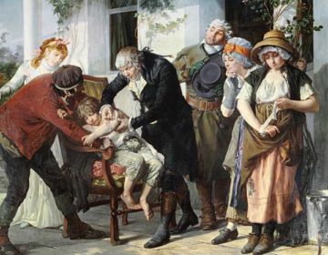 Edward Jenner (1749-1823) pratiquant la première vaccination contre la variole en 1796• Crédits : Gaston Melingue
