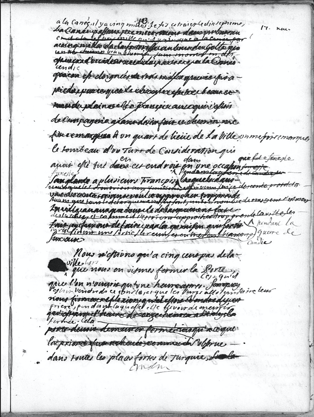 Feuillet de manuscrit de la main d'Antoine Galland