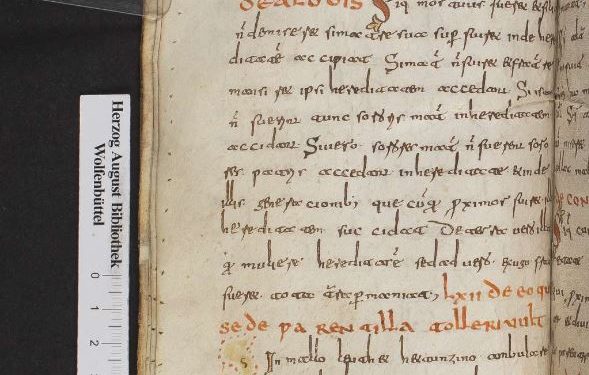 Article de alodis du manuscrit du breviaire d'Alaric, la version la plus ancienne de la loi salique conservée