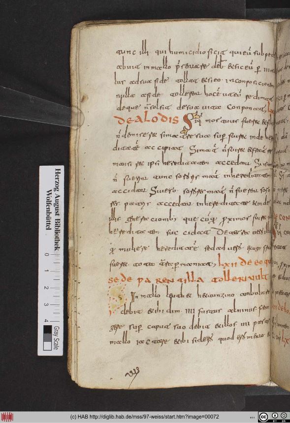 Article de alodis du manuscrit du breviaire d'Alaric, la version la plus ancienne de la loi salique conservée