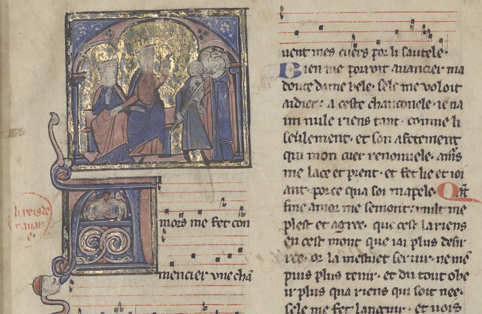Recueil de chansons du XIIIe siècle, avec musique notée Thibaut IV, comte de Champagne, roi de Navarre. Auteur du texte
