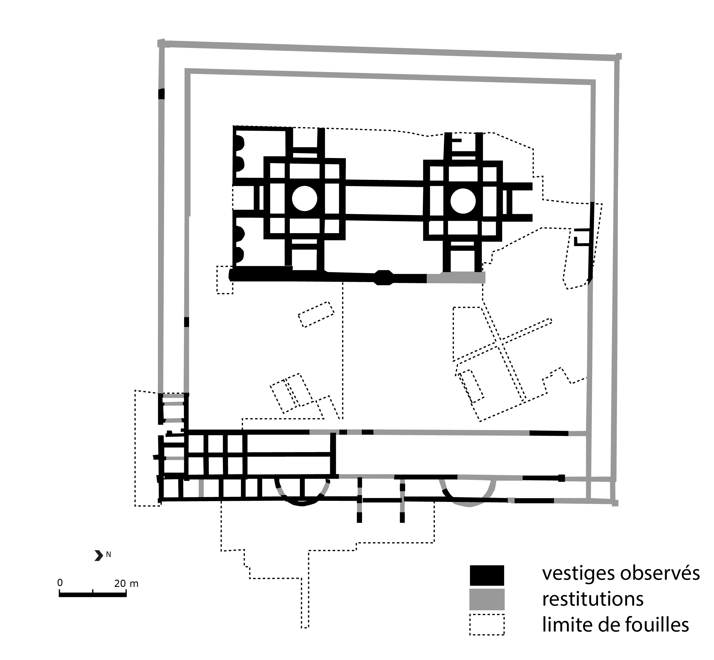 plan des vestige du sanctuaire de la Bauve (Meaux, Seine-et-Marne). (DAO : M.-A. Jeanniot)