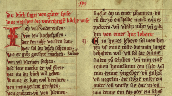 Daz buoch von guoter spise, Hausbuch des Michael de Leone, Munich, Universitätsbibliothek, 2° cod., ms. 731, cim. 4, fol. 156r. et 156v.