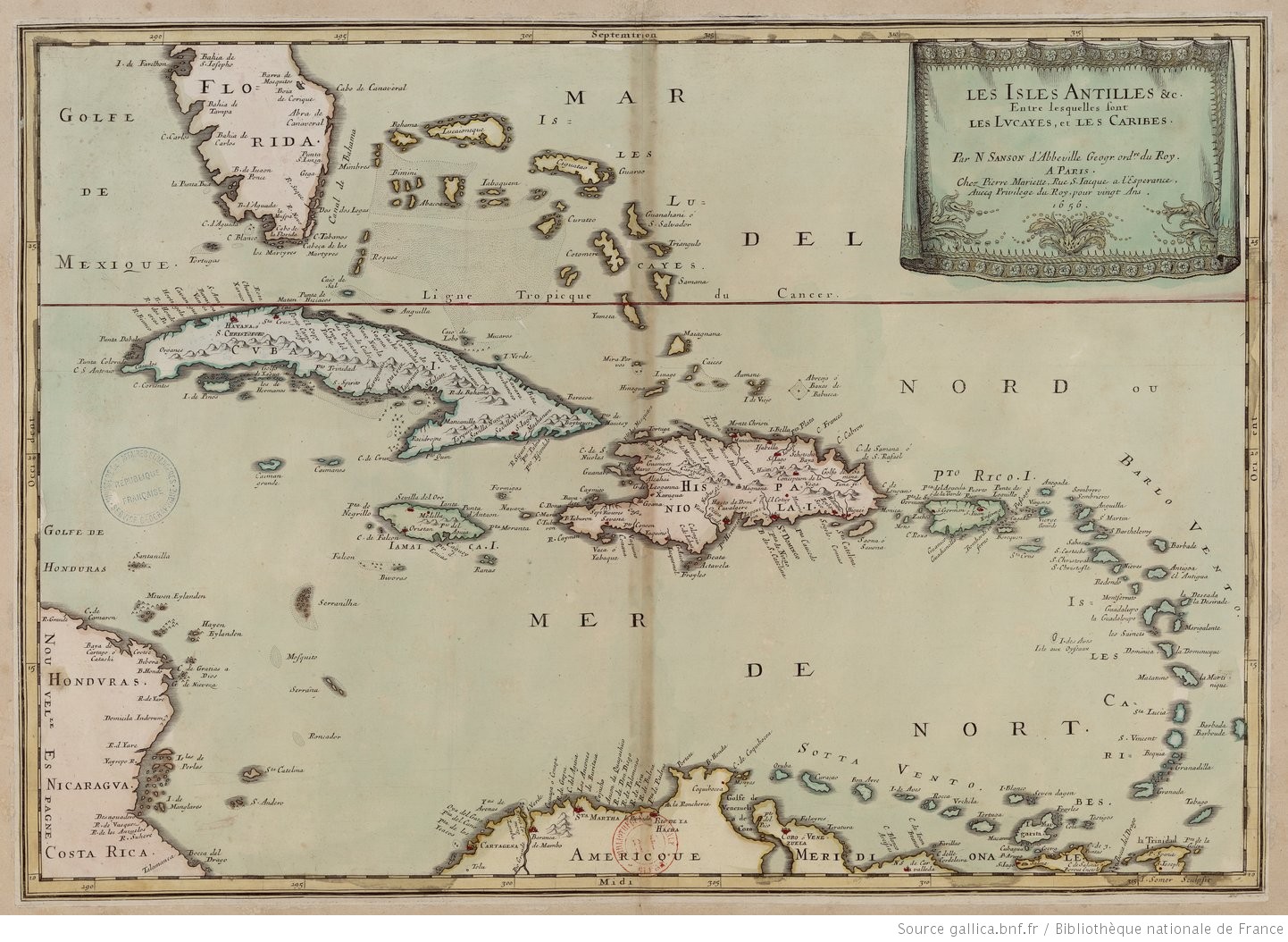 "Les Isles Antilles &c. Entre lesquelles sont les Lucayes, et les Caribes