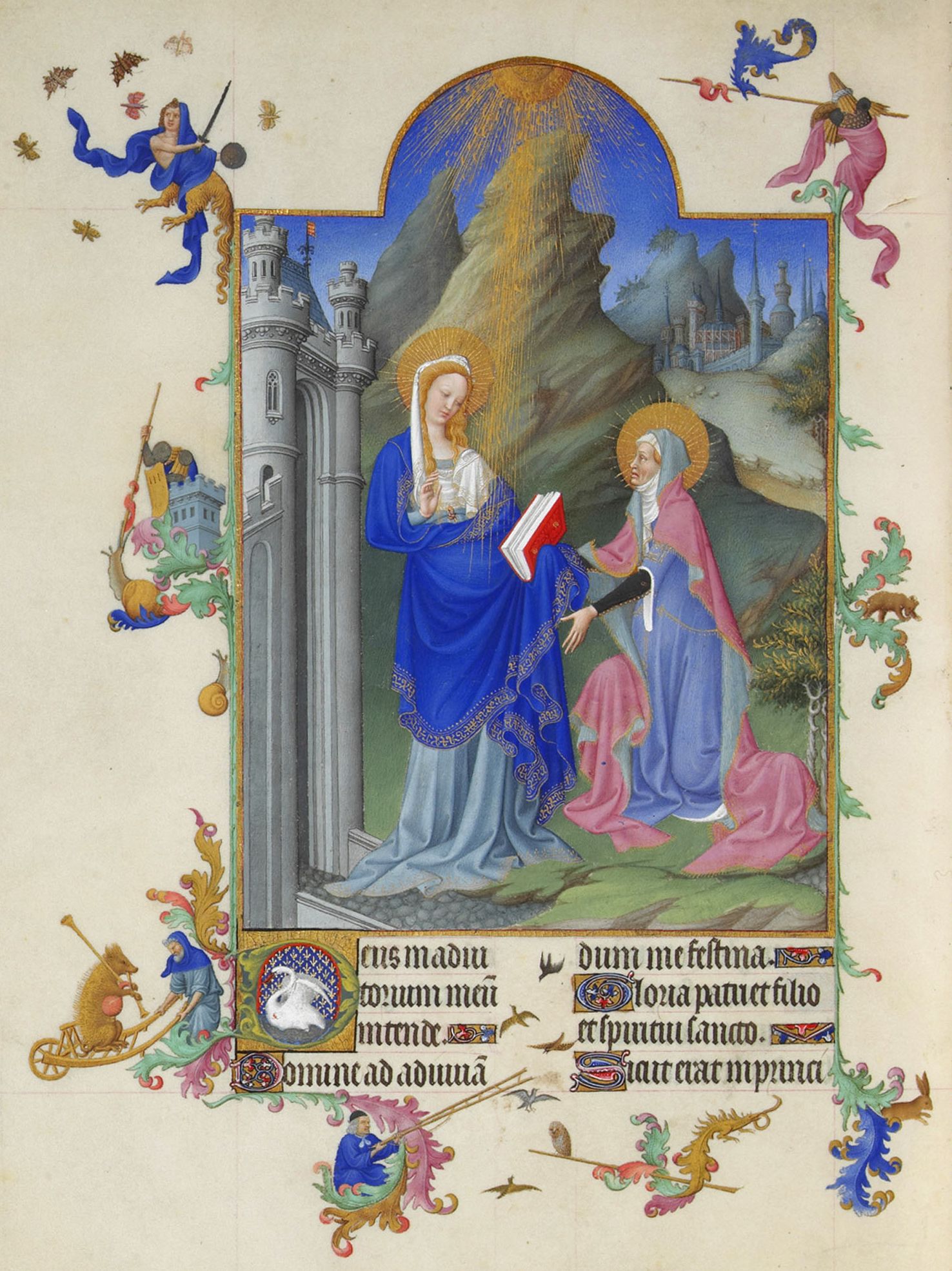 Annonciation-et-motif-de-la-tour-Folio-38v-La-Visitation-Les-tres-riches-heures-du-Duc-de-Berry