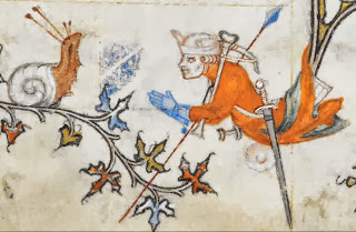 Motif - escargot et chevalier - couleurs signifiantes - Yates Thompson MS 27 f. 31br