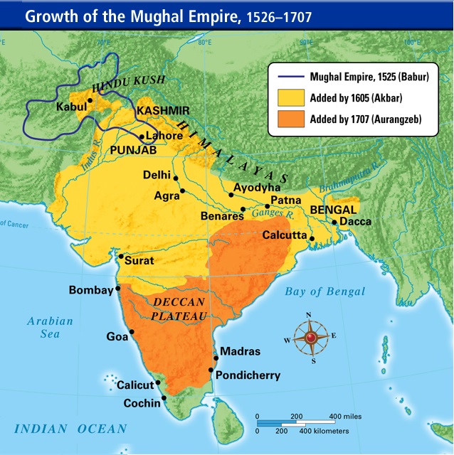 Mughal Empire under Aurangzeb in early 18th century