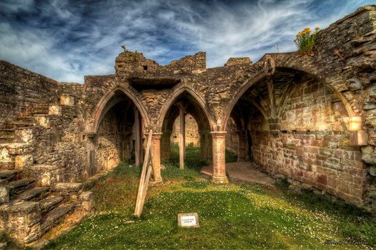 •Ruines de l’abbaye cistercienne de Balmerino, fondée par Ermengarde de Beaumont en 1229 dans le comté de Fife après son veuvage :