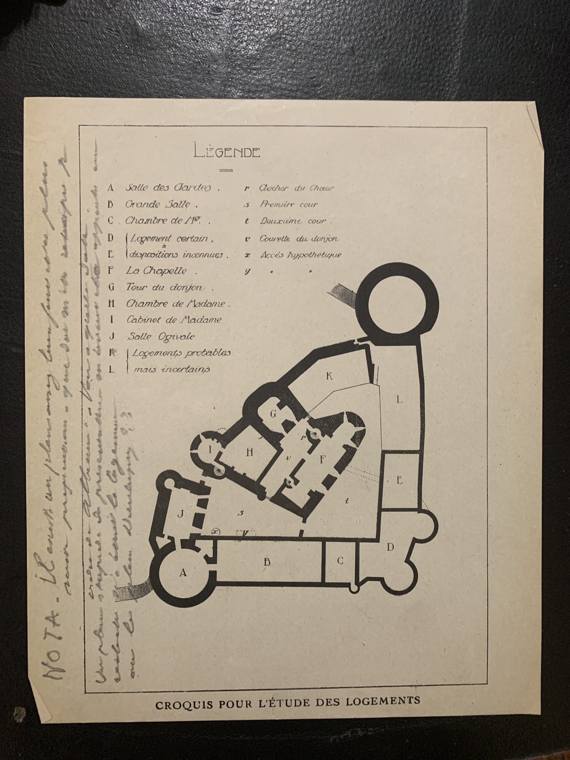 Plan du château (crédit photo Société d'Histoire et d'Archéologie du sedanais)