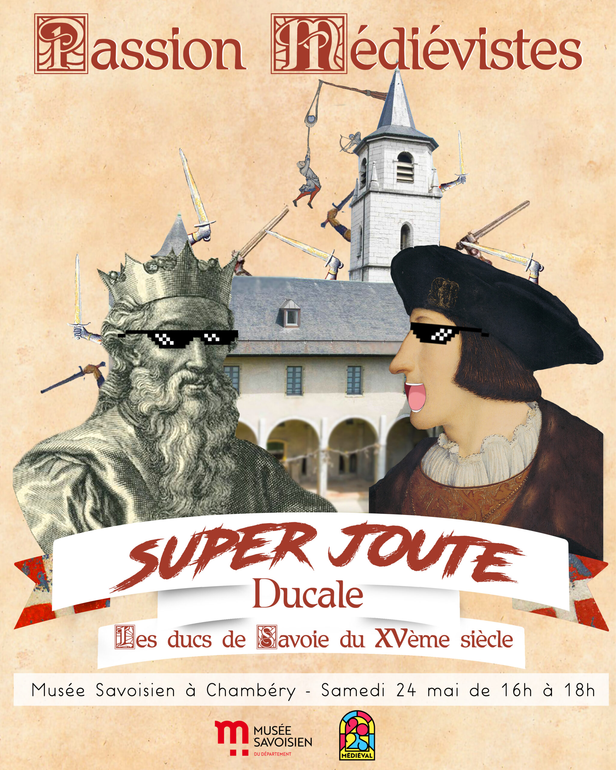 Enregistrement Super Joute Ducale au Musée Savoisien le samedi 24 mai 2025 (affiche par Baptiste Mossiere / Winston)