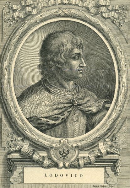 Louis Ier de Savoie, Portrait fantastique, gravure tirée de : Ferrero di Lavriano, Arbre généalogique de la Maison de Savoie, Turin, 1701.