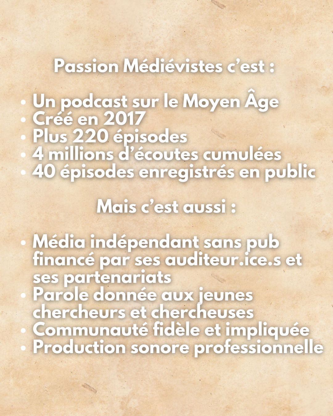 Quelques infos sur Passion Médiévistes en 2025