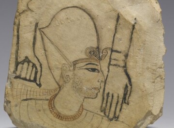Ostracon montrant un roi barbu, peut-être Séthi Ier, XIXe dynastie, Thèbes. © The Walters Art Museum, inv. 32.1.