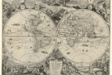 Nicolas de Fer, Mappe-Monde ou Carte Generale de la Terre divisée en deux hemispheres suivant la projection la plus commune (Paris, chez l’auteur, 1694). Source : BnF, département des Cartes et plans, GE DD-2987 (92 B).
