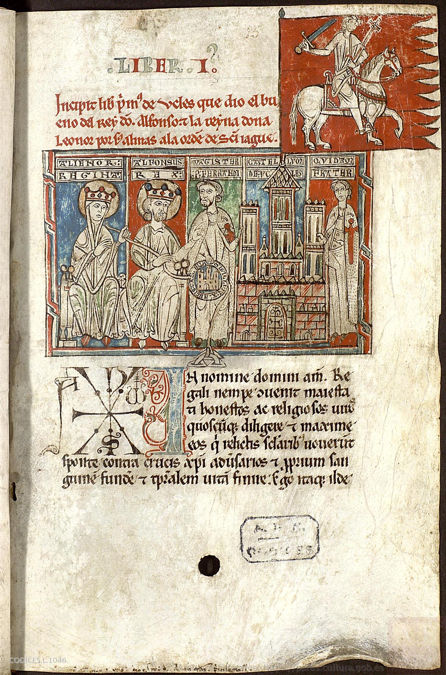 Illustration-du-cartulaire-dun-don-dAlienor-de-Castille-et-Alphonse-X-a-lodre-de-Saint-Jacques-fin-XIIIe-siecle