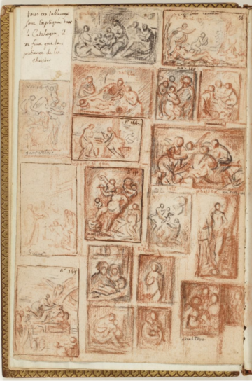 Catalogue des tableaux du cabinet de M. Crozat, Baron de Thiers / [exemplaire illustré par Gabriel de Saint Aubin]. - Paris : De Bure l'aîné, 1755. N° inv. : LDUT1153