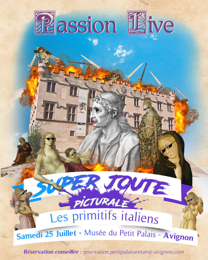 Affiche de Super Joute Picturale à Avignon le samedi 25 juillet, réalisée par Baptiste Mossiere