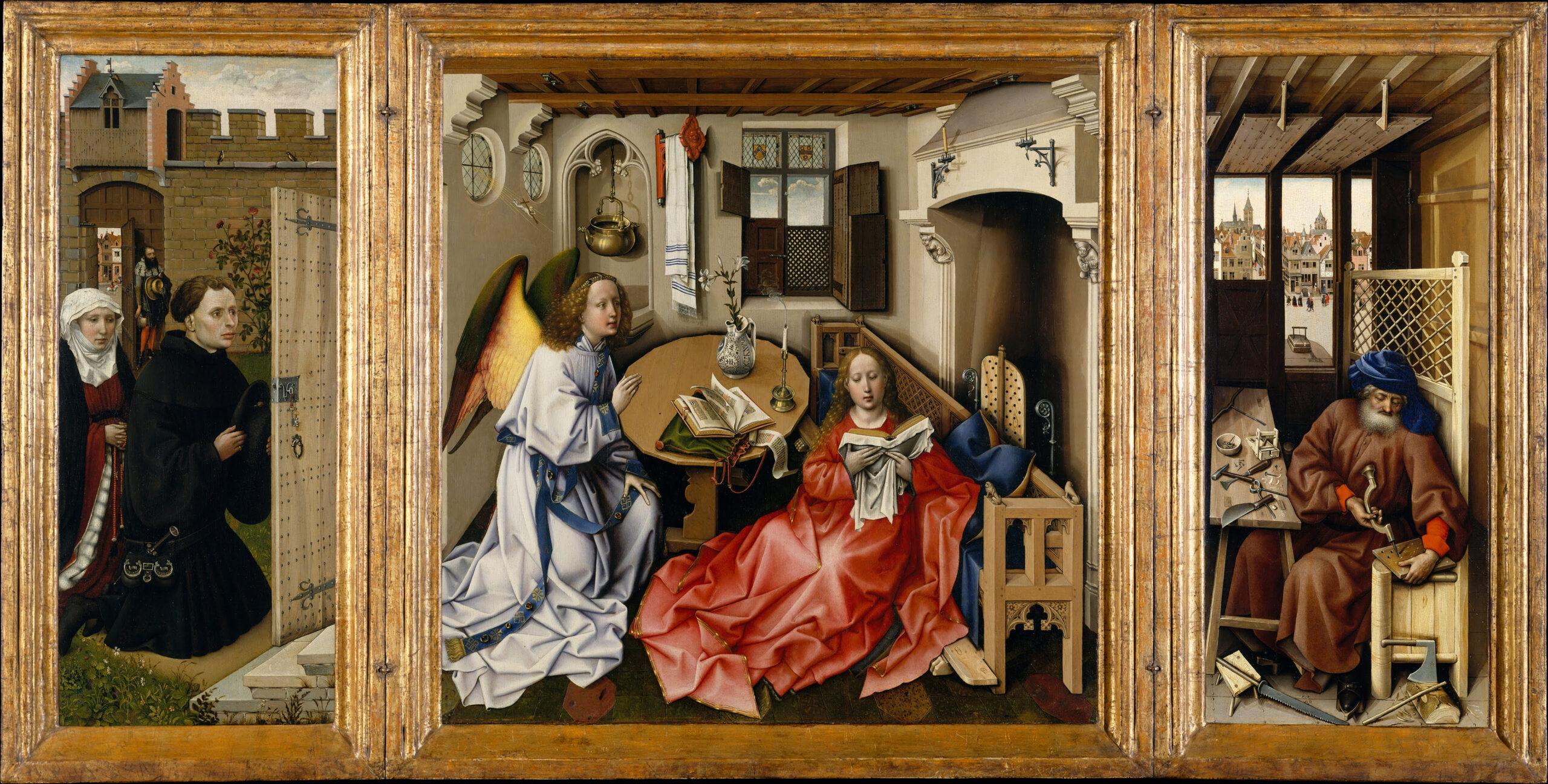 Tryptique de Mérode, Robert Campin, 34x22cm, vers 1427-1432, Tournai