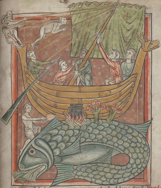 Ms. latin 4751, British Library, Londres,”Pifces”, Bestiaire de Salisbury, f. 69r, XIIIe siècle