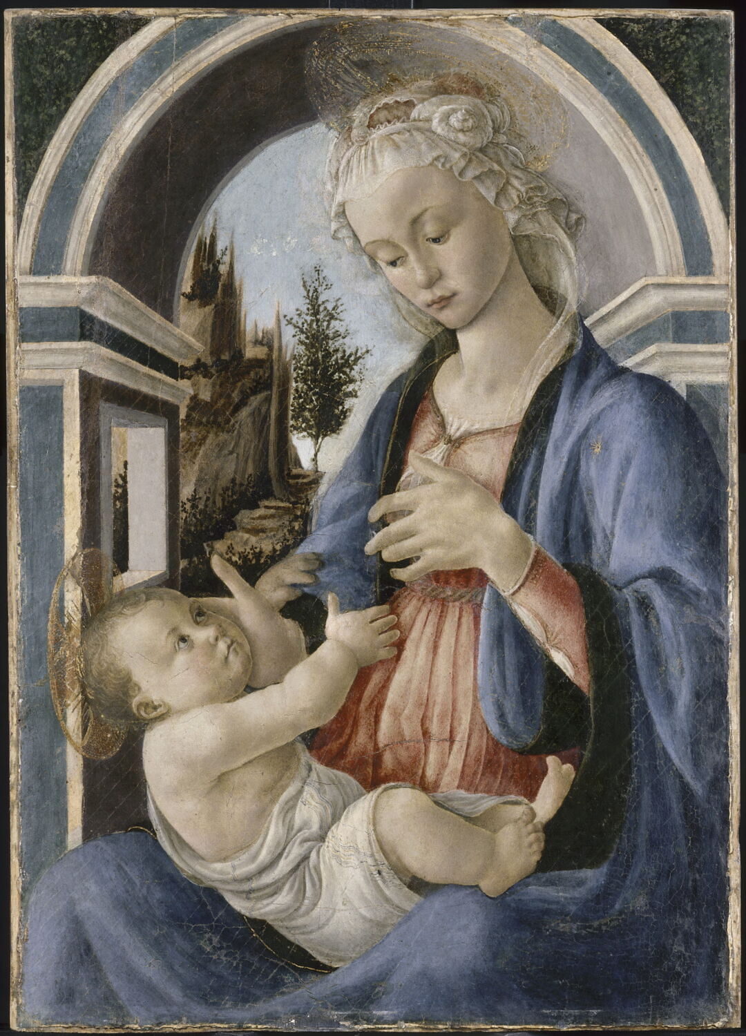 Sandro Botticelli (Sandro du Mariano di Filipepi, dit), La Vierge à l'Enfant dite "Madone Campana", vers 1467-1470, huile sur bois (peuplier), H: 72 ; L: 51 cm, Avignon, musée du Petit Palais (dépôt du musée du Louvre), MI 480