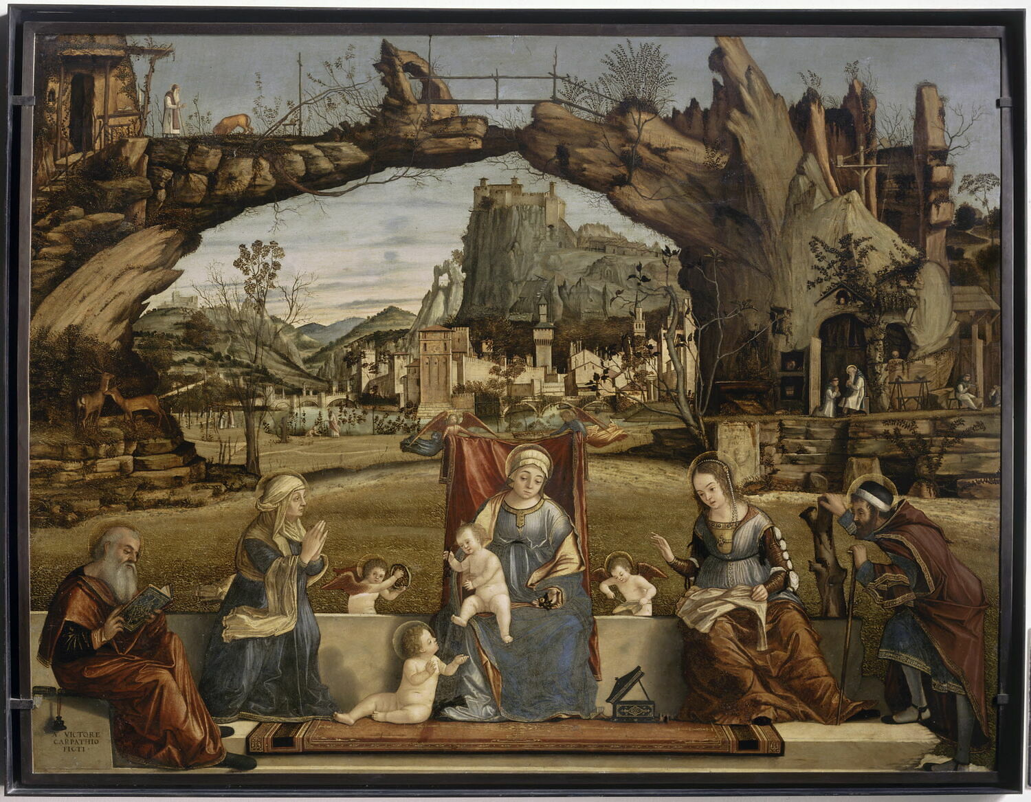 Vittore Carpaccio, La Sainte Conversation, vers 1500, huile sur bois (peuplier), H: 98 ; L: 127 cm, Avignon, musée du Petit Palais (dépôt du musée du Louvre), MI 548