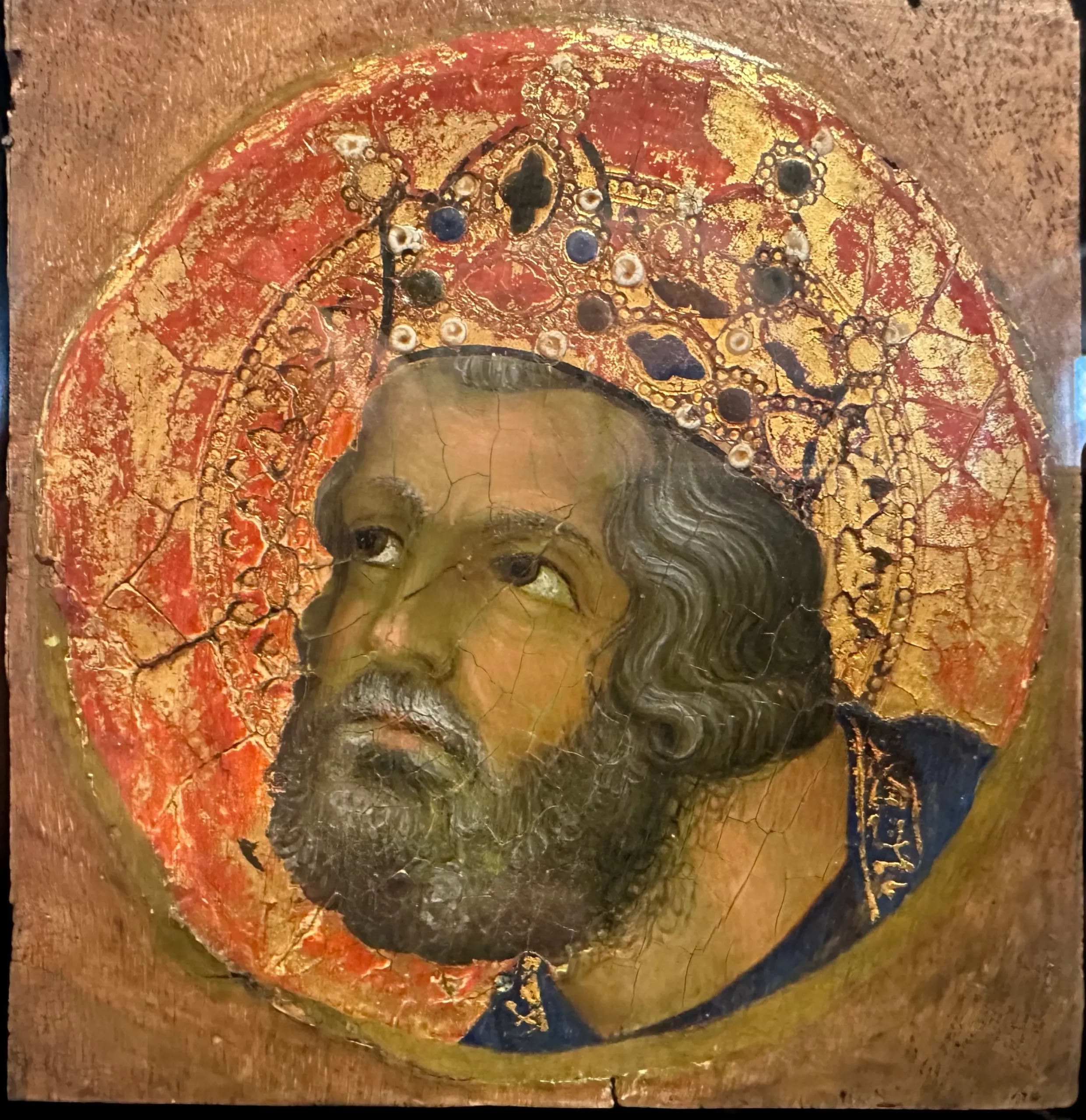 Simone Martini, Quatre médaillons avec des figures de prophètes : Jérémie, Ezéchiel, Jacob, David, vers 1320, tempera et or sur bois (noyer), D: 10 cm, Avignon