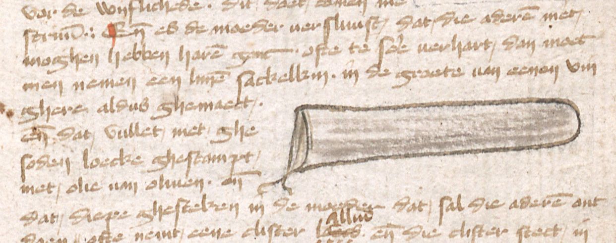 - Brugge, Openbare Bibliotheek Brugge, 593, f. 4r (XVe s.), traduction néerlandaise du « Livre de Trotula » (XIIe s.)© Bibliotheek Brugge (source : https://sharedcanvas.be/IIIF/viewer/mirador/B_OB_MS593)